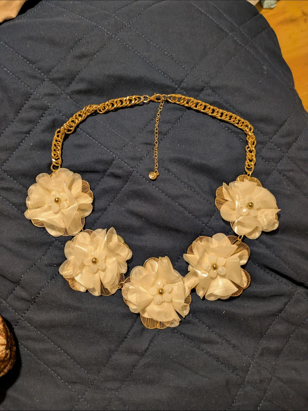 Cream Fabric Statement Necklace